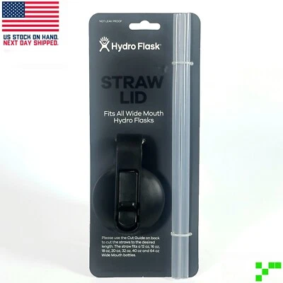 Hydro Flask Wide Mouth Straw Lid w/ 2 Straws Black BPA-Free Dishwasher Safe NEW - Image 1 of 4