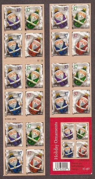 Scott #3883/6...37 Cent...Santa...Unfolded Booklet of 20 (2 Sided) - Image 1 of 1