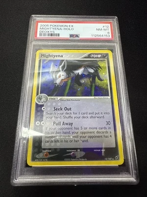Pokemon 2005 EX Deoxys Mightyena #12  Holo PSA 8  Mint - Image 1 of 2