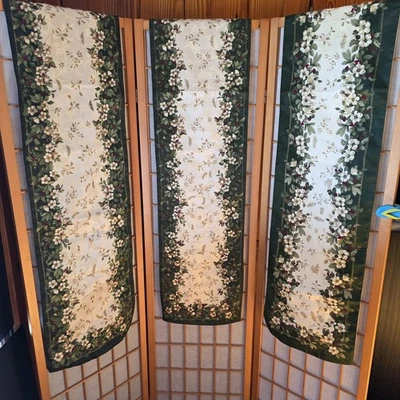 Holiday Design Holly Berry Floral Table Runner 13x72" Reversible To Solid Cream - Image 1 of 4