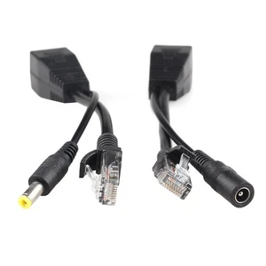 1 Pair 12V POE Adapter Cable RJ45 Injector Splitter Network Power over Ethernet - Zdjęcie 1 z 11