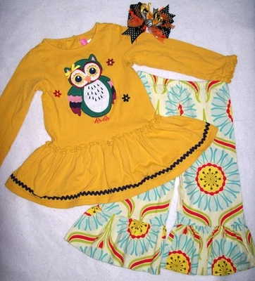 Niña 5: ~GOODLAD~ Otoño BÚHO-Aplicado VESTIDO y Leggings con BUEHO Lazo Foto 1 de 4