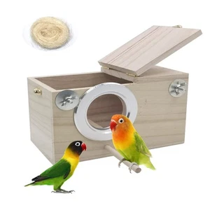 Parakeet Nesting Box Bird House Wood Breeding Box Parrots Mating Box for Love... - Picture 1 of 6