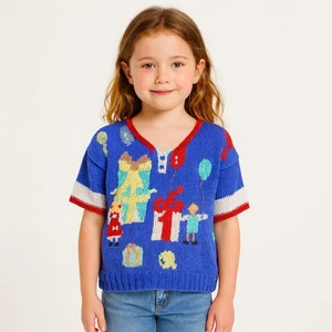 Suéter de Algodón de Cumpleaños Tejido a Mano Vintage Berek Niñas Divertido Colorido Único - Imagen 1 de 6