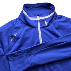 RLX Stretch Jersey 1/4 Zip Long Sleeve Pullover Woman Small Blue Golf Preppy - Picture 1 of 15