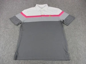 Camisa polo de golf Masters Tournament para hombre grande gris blanco rosa PGA a rayas - Imagen 1 de 10