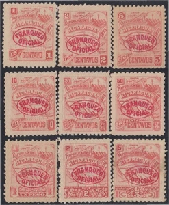 Nicaragua Franqueo Oficial 62/70 1896 Sobrecarga en Carmín MNH - Picture 1 of 1