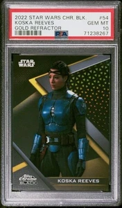 2022 TOPPS CHROME BLACK STAR WARS KOSKA REEVES GOLD REFRACTOR /50 PSA 10 G22 - Picture 1 of 2