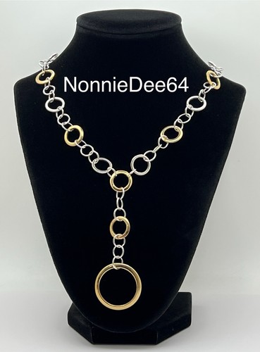 VETEMENTS Collana con ciondolo goccia a Y maglia cerchio oro e argento bicolore Lia Sophia "Debbie"