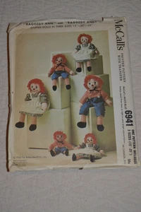McCalls 6941 sewing pattern, Raggedy Ann & Andy dolls & clothes 3 sizes, lot #1 - Picture 1 of 3