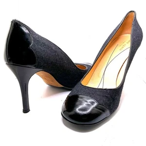 KATE SPADE Patent Leather And Flannel Heels Stiletto Pumps Black Size 9.5B - Picture 1 of 5