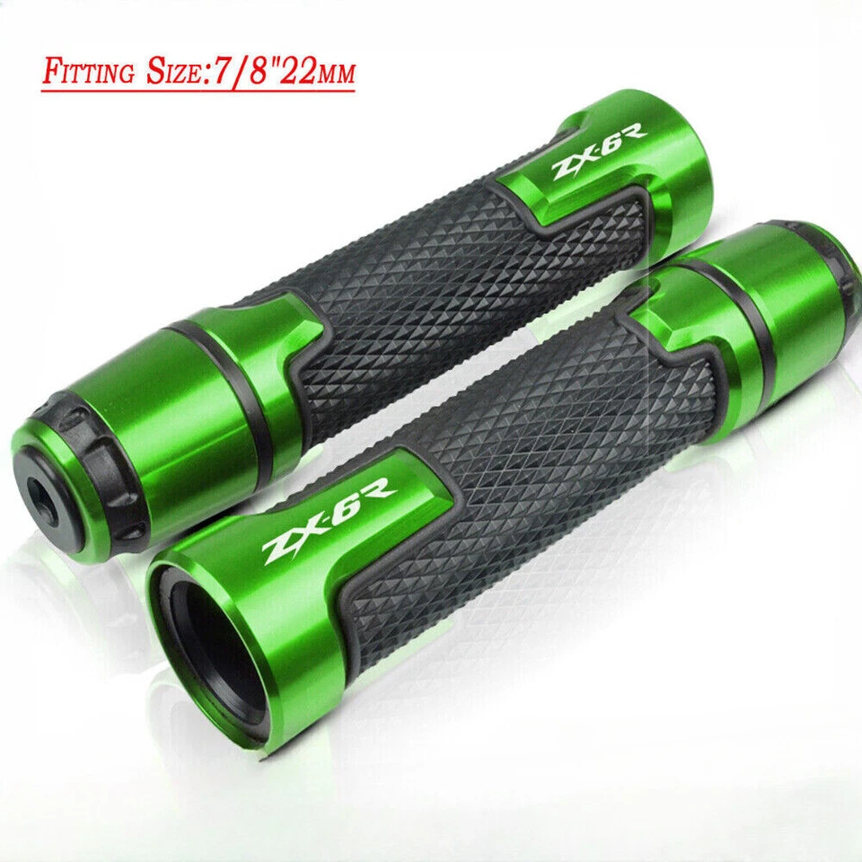 For KAWASAKI NINJA ZX-6R 7/8"22mm Handlebar Hand Grips Handle Bar End Grip Foto 1 de 4