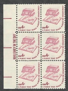 US. 1585. 4c. Books, Eyeglasses. American, S. Gum. Mail... Block of 6. MNH. 1977 - Picture 1 of 2