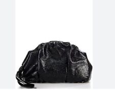 Rebecca Minkoff ruched metallic vegan leather clutch pouch - BLACK