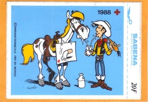LUCKY LUKE / JOLLY JUMPER autocollant SABENA CROIX ROUGE 1988 - Picture 1 of 1