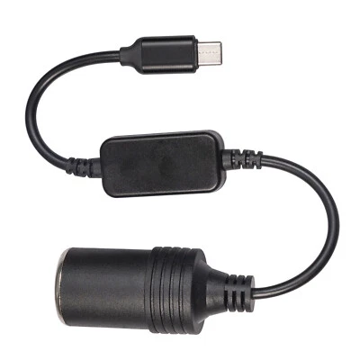USB C Port 5V to 12V Car Cigarette Lighter Socket Female Converter Adapter Cable - Image 1 of 4