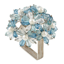 Aqua Beaded Floral Napkin Ring Tabletop Accents *SHIPS WITHIN 15 DAYS OF