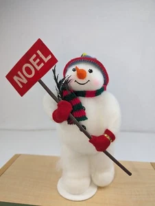 Pupazzo di neve natalizio vintage 10" decorazione casa. Taiwan Fuzzy Con Cappello In Maglia Adorabile - Foto 1 di 14