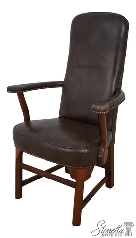 60769EC: CLASSIC Chippendale Style Brown Leather Office Chair Cover