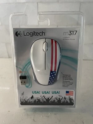 Logitech M317 (910-004020) Wireless Optical Mouse USA US flag NEW - Image 1 of 4