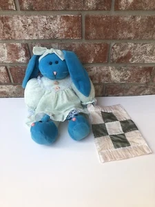 Embrace Holdings Bunny Rabbit Plush Vintage 12" Blue Nightgown Slippers Blanket - Picture 1 of 12