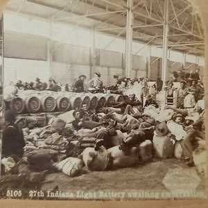 27th Indiana Light Battery Real Photo Stereoview Card Universal Photo Art Co - Picture 1 of 4