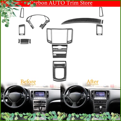 Borde interior de fibra de carbono real 26 piezas para Infiniti G25/35/37 2010-2013 Q40/60 Foto 1 de 4