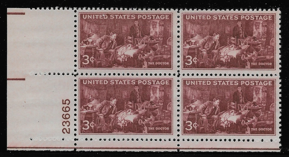 US Scott #949, Plate Block #23665 1947 The Doctor 3c FVF MNH Lower Left - Image 1 of 1