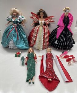 Lot of 5 Mattel Barbies, Holiday Theme. 90’ and 2000