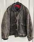 Hill & Archer Denim Jacket Black Wash Mens XL Large Leather Collar '90s