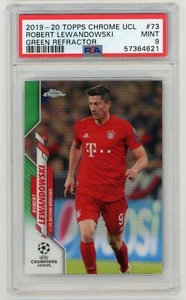 PSA 9 2019-20 Topps Chrome UEFA UCL #73 Robert Lewandowski rifrattore verde /99 - Foto 1 di 2