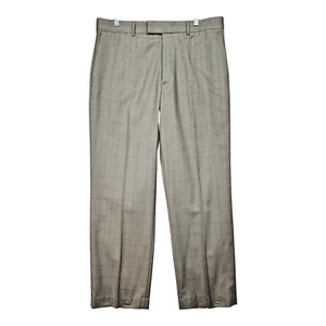 Axist Dress Pants Men 34x30 Brown Checked Flat Front Straight Leg Career Wedding - Picture 1 of 12