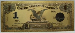 1899 Black Eagle $1 Silver Certificate Novelty 24K Gold Plated Note 6" - GFN03 - Picture 1 of 3