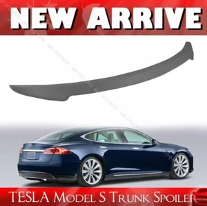 2012-2025 Unpainted Fit For Tesla Model S Rear V-look Trunk Spoiler Lip 4D Sedan - Foto 1 di 1