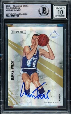 Jerry West Auto 2010-11 Rookies Stars Gold Holofoil Card 115 Card Lakers Sig 10 - Image 1 of 2
