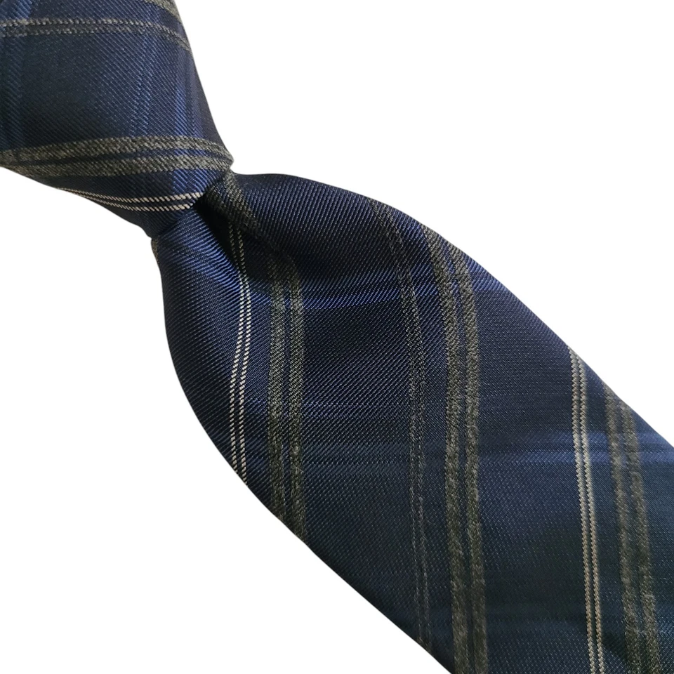 13A) CORBATA HUGO BOSS FLACA AZUL CUADROS SEDA VISCOSA MEZCLA HECHA EN ITALIA  Foto 1 de 4