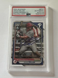 2024 Bowman Prospects Aidan Miller Auto 1st #BCP-27 Phillies PSA 10 Auto - Picture 1 of 2