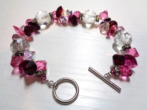 Fashion, Silver Tone, Rondelle, Glass Beads Bracelet. - Picture 1 of 3