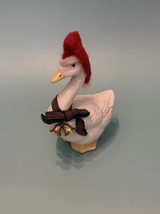 Russ Berrie Porcelain Holly Goose Christmas Goose 5.5" tall #1066 - Picture 1 of 7
