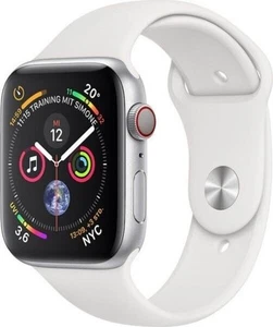 Apple Watch Series 4 (2018) 44 mm Aluminum GPS + Cellular silver Sport Band whit - Photo 1 sur 1