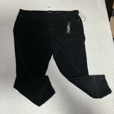 Supplies Jinny Button Fly Pants Womens Plus 22W Black Corduroy (46x28)   NEW - Image 1 of 4