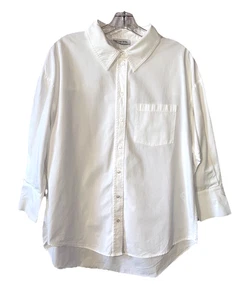 ANINE BING Gr. S 100% Baumwolle Langarm Tunika Knopfleiste Shirt weiß - Bild 1 von 13