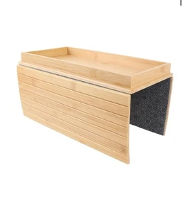 Sofa Arm Tray Bamboo Sofa Tray Table Couch Armrest Flexible and Foldable - Picture 1 of 8