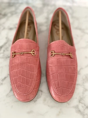 Zapatos planos Sam Edelman Lorraine Bit Mocasín Cuero Cocodrilo Rosa Talla 8.5 Foto 1 de 4