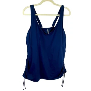 Traje de baño Tankini para mujer Lands' End top ajustable laterales acanalados azul marino 20 W - Imagen 1 de 12