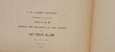 1861 B&W Coast Survey Map Chart Sketch H Section No. VIII Louisiana Coast Bache - Image 1 of 4