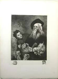 Rare Antique Etching The Blind Beggar from painting by Ribot etched by Masson - Picture 1 of 6