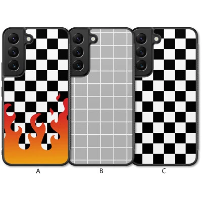 For Samsung S22 Plus Ultra S21 FE S20 S10 Phone Case Checked Plaid Fire Tumblr - Image 1 of 4