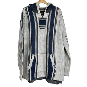 STS Ranchwear Hoodie Poncho Mens M Western Serape Pullover Aztec Native Grey NWT - Foto 1 di 7