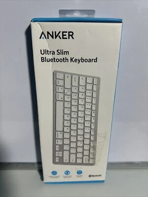 NEW Anker Ultra Slim Wireless Bluetooth Keyboard Universal White/Silver Open Box - Image 1 of 4